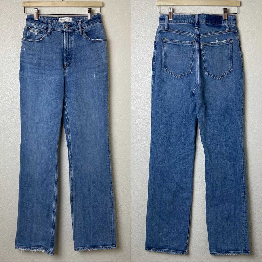 Abercrombie & Fitch Curve Love The 90s Relaxed Jean High Rise Distressed 25 Long